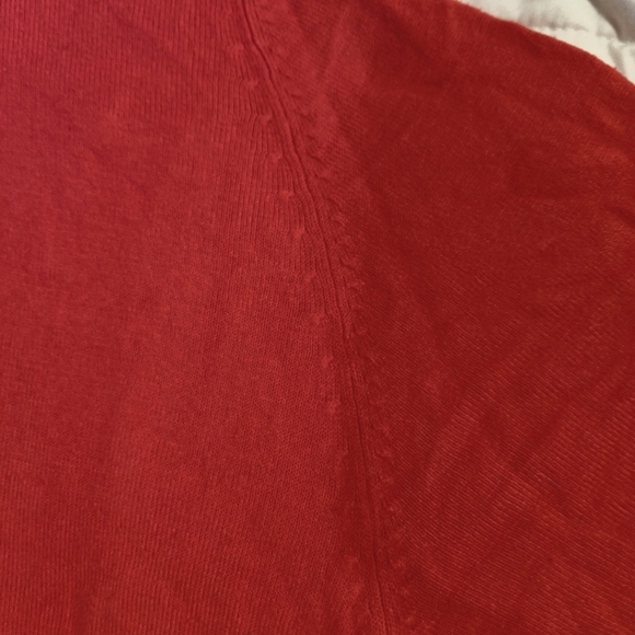 Red, Mock Neck, Knit Tee - Picture 3 of 3